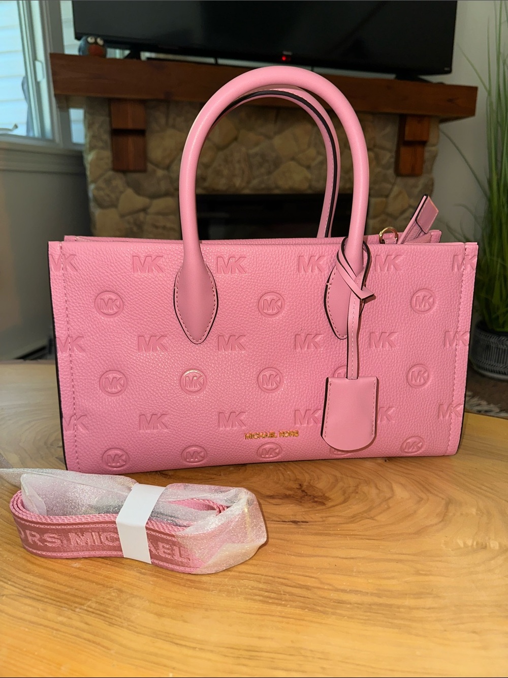 Michael Kors Pink Embossed Leather Satchel NWOT